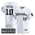 Men's Milwaukee Brewers 'Gothic 414 Shadows Edition' Vapor Premier Limited Jersey - All Stitched - White, Sal Frelick