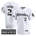 Men's Milwaukee Brewers 'Gothic 414 Shadows Edition' Vapor Premier Limited Jersey - All Stitched - White, Brice Turang