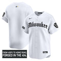 Men's Milwaukee Brewers 'Gothic 414 Shadows Edition' Vapor Premier Limited Jersey - All Stitched - White, Team