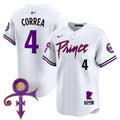 Men's Minnesota Twins Prince Patch Vapor Premier Limited Jersey V2 - All Stitched - White, Carlos Correa