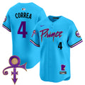 Men's Minnesota Twins Prince Patch Vapor Premier Limited Jersey V2 - All Stitched - Light Blue, Carlos Correa