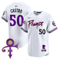 Men's Minnesota Twins Prince Patch Vapor Premier Limited Jersey V2 - All Stitched - White, Willi Castro