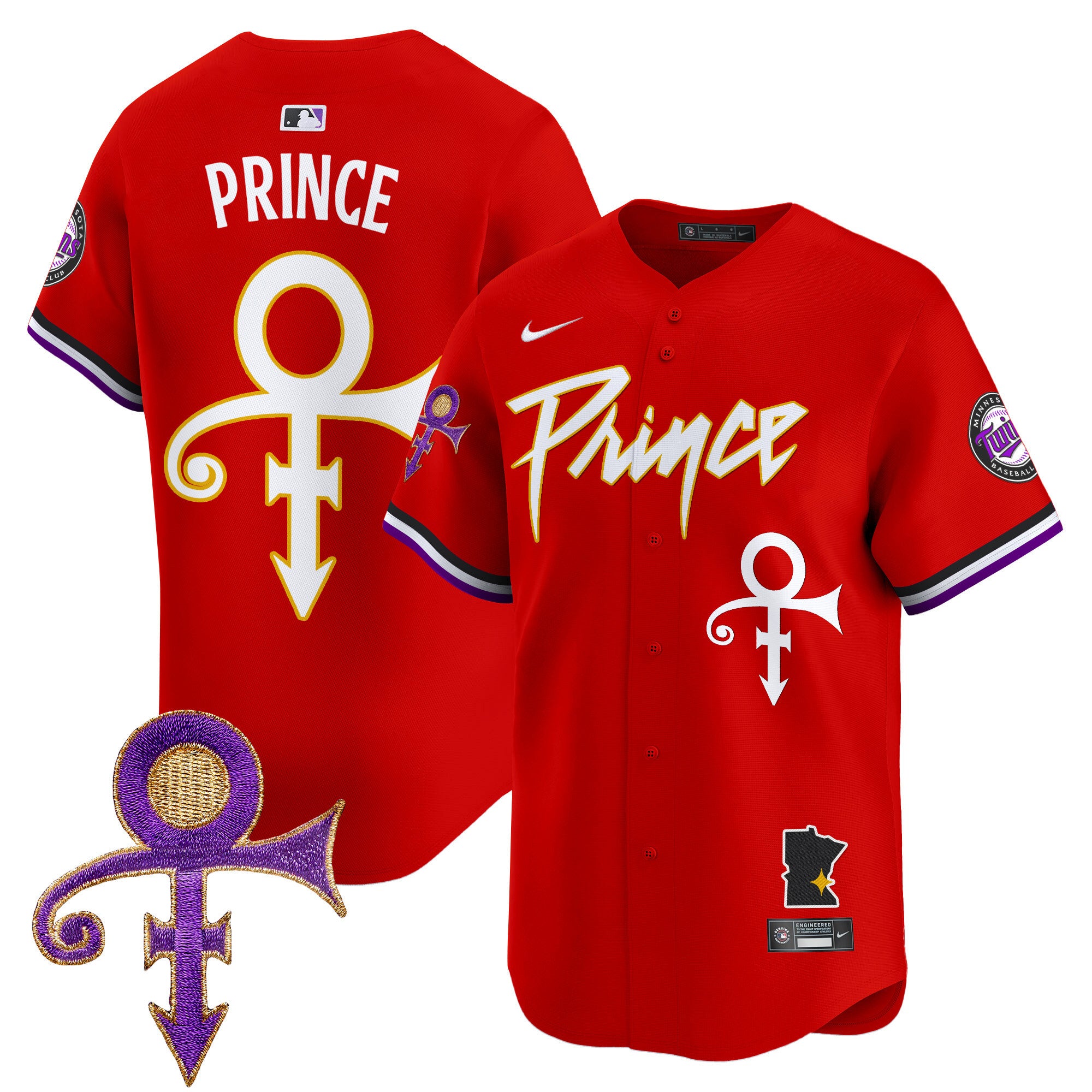 Men's Minnesota Twins Prince Patch Vapor Premier Limited Jersey V2 - All Stitched - Red, Prince
