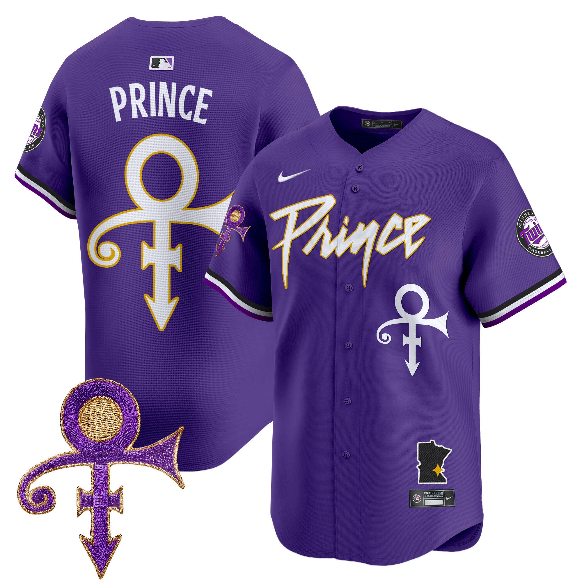 Men's Minnesota Twins Prince Patch Vapor Premier Limited Jersey V2 - All Stitched - Purple, Prince