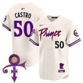 Men's Minnesota Twins Prince Patch Vapor Premier Limited Jersey V2 - All Stitched - Cream, Willi Castro