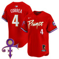 Men's Minnesota Twins Prince Patch Vapor Premier Limited Jersey V2 - All Stitched - Red, Carlos Correa