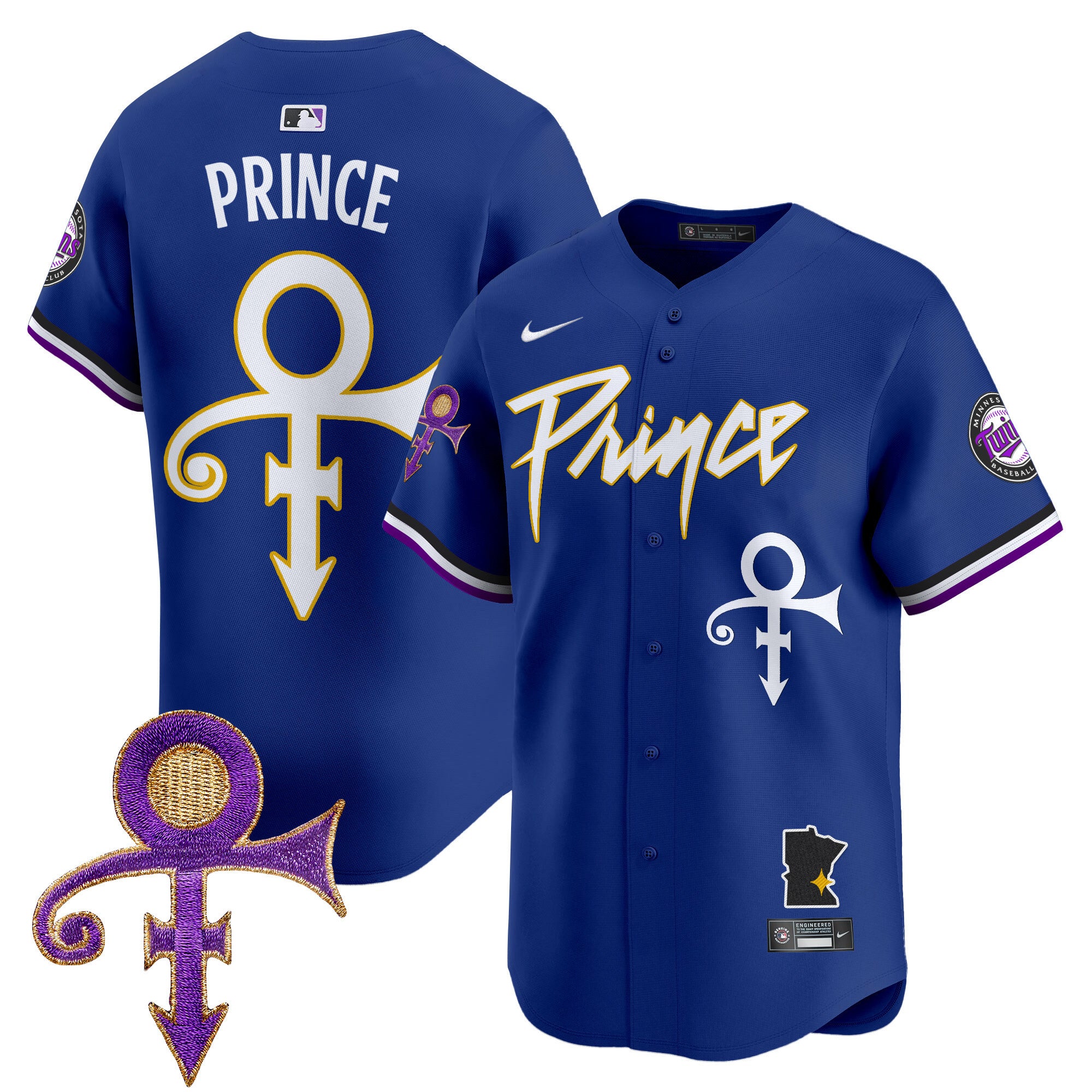 Men's Minnesota Twins Prince Patch Vapor Premier Limited Jersey V2 - All Stitched - Royal, Prince