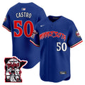 Men's Minnesota Twins Shaking Hands Patch Vapor Premier Limited Jersey - All Stitched - Royal, Willi Castro