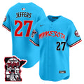Men's Minnesota Twins Shaking Hands Patch Vapor Premier Limited Jersey - All Stitched - Light Blue, Ryan Jeffers