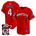 Men's Minnesota Twins Shaking Hands Patch Vapor Premier Limited Jersey - All Stitched - Red, Carlos Correa
