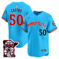 Men's Minnesota Twins Shaking Hands Patch Vapor Premier Limited Jersey - All Stitched - Light Blue, Willi Castro