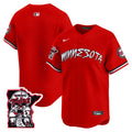 Men's Minnesota Twins Shaking Hands Patch Vapor Premier Limited Jersey - All Stitched - Red, Team
