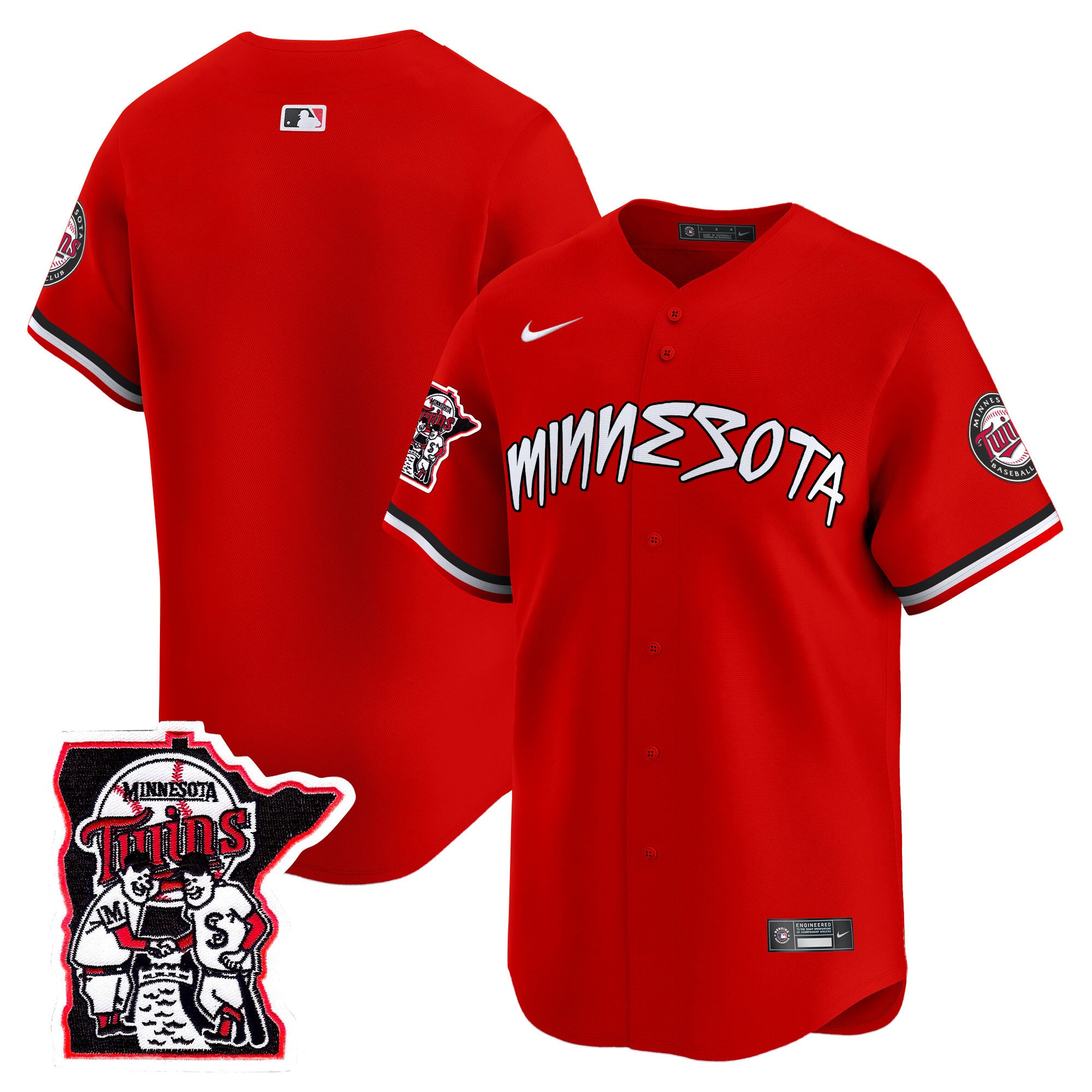 Men's Minnesota Twins Shaking Hands Patch Vapor Premier Limited Jersey - All Stitched - Red, Team