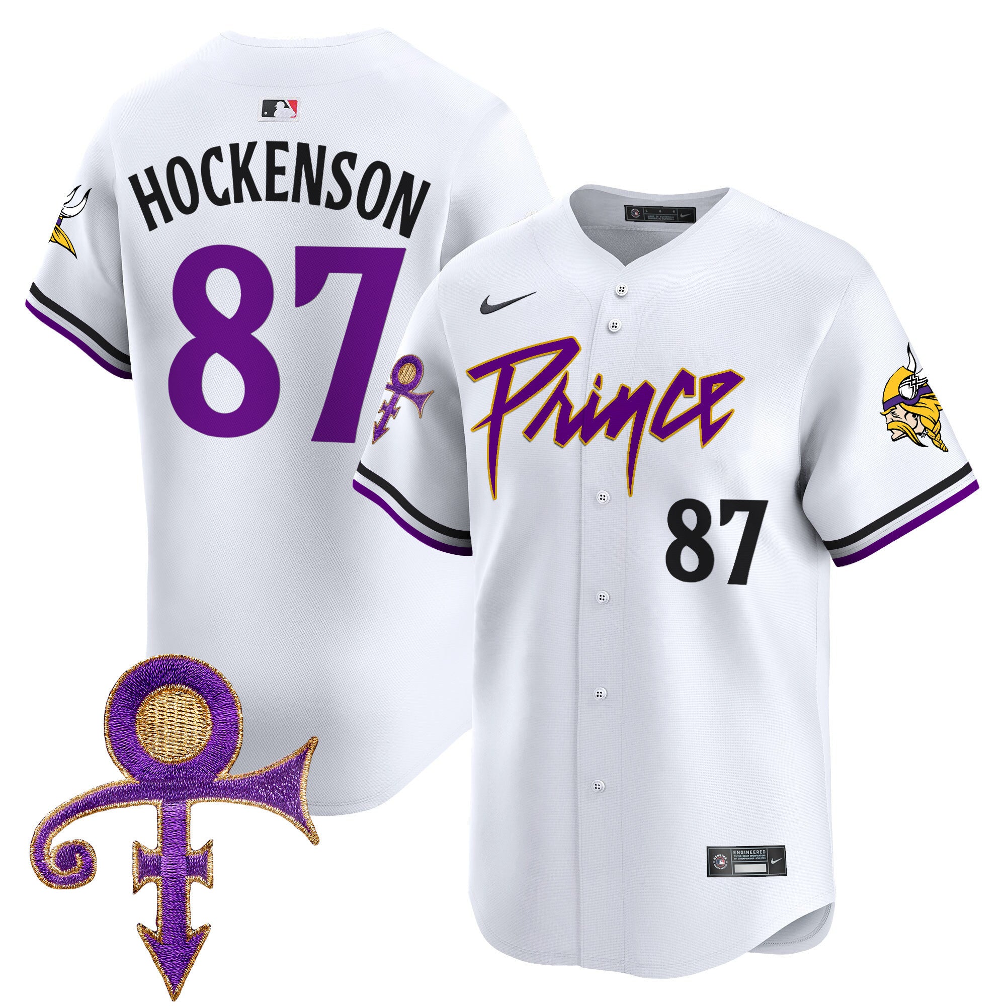 Men's Minnesota Vikings Prince Patch Vapor Premier Limited Jersey - All Stitched - White, T.J. Hockenson