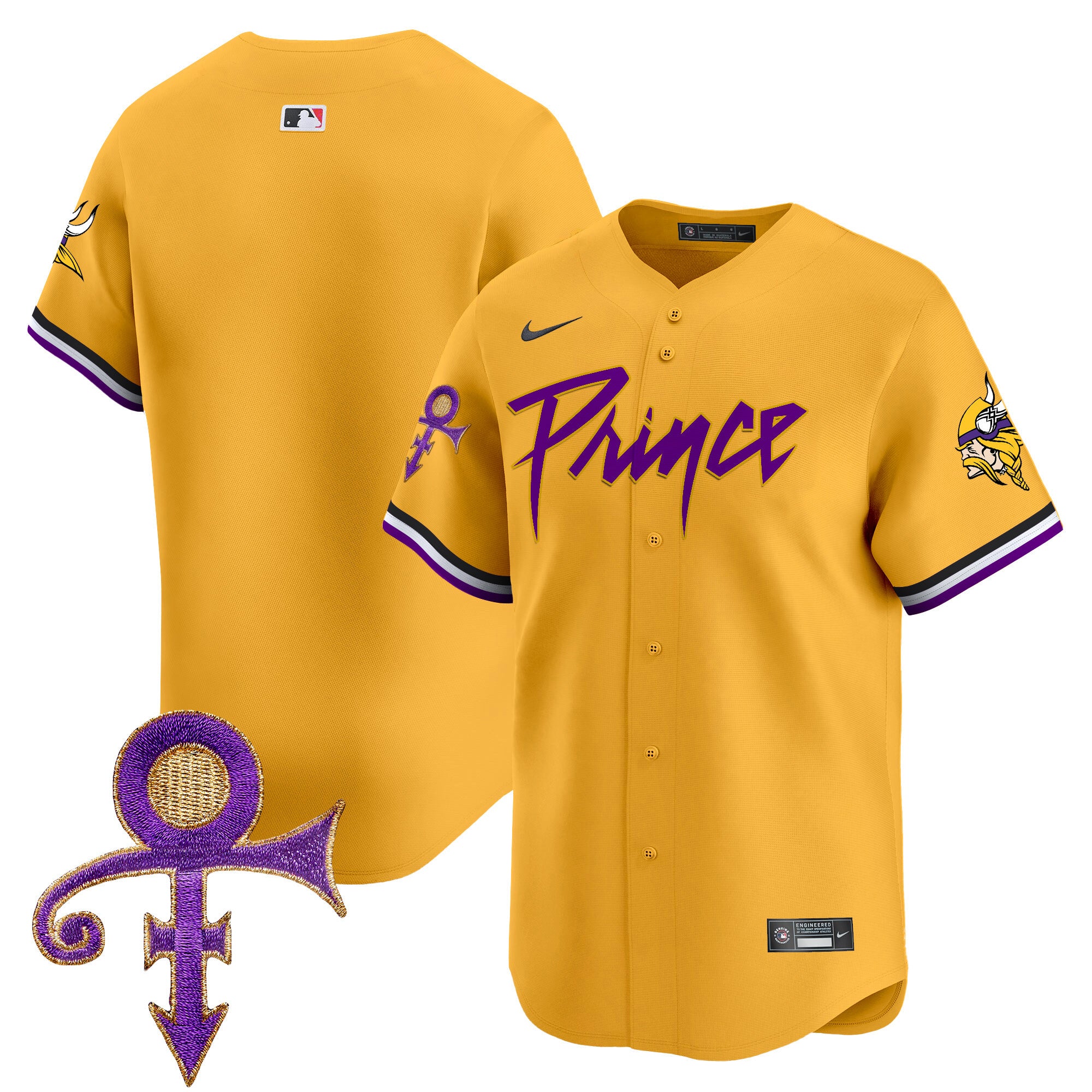 Men's Minnesota Vikings Prince Patch Vapor Premier Limited Jersey - All Stitched - Gold, Team
