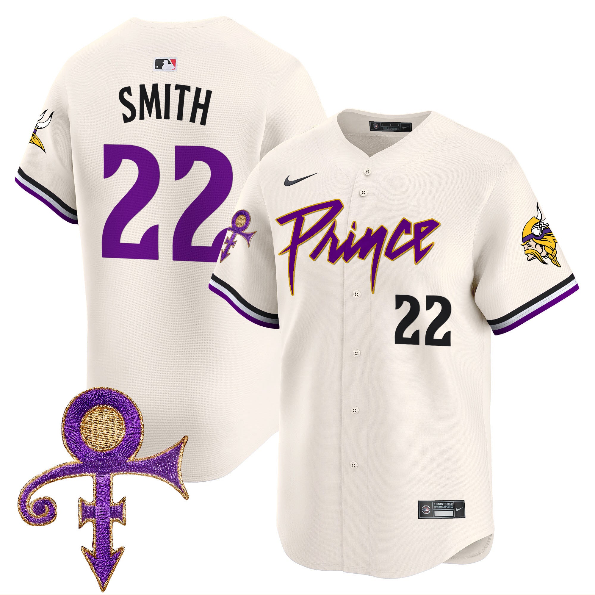 Men's Minnesota Vikings Prince Patch Vapor Premier Limited Jersey - All Stitched - Cream, Harrison Smith