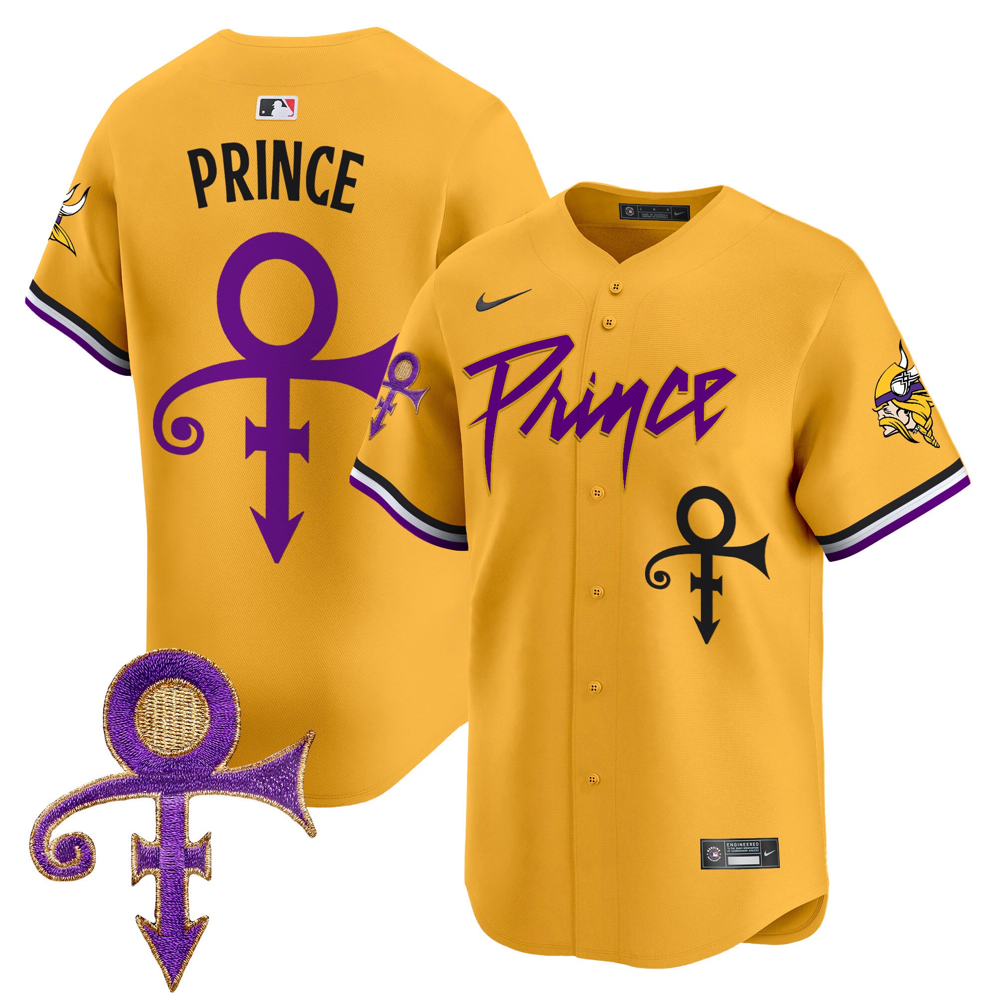 Men's Minnesota Vikings Prince Patch Vapor Premier Limited Jersey - All Stitched - Gold, Prince