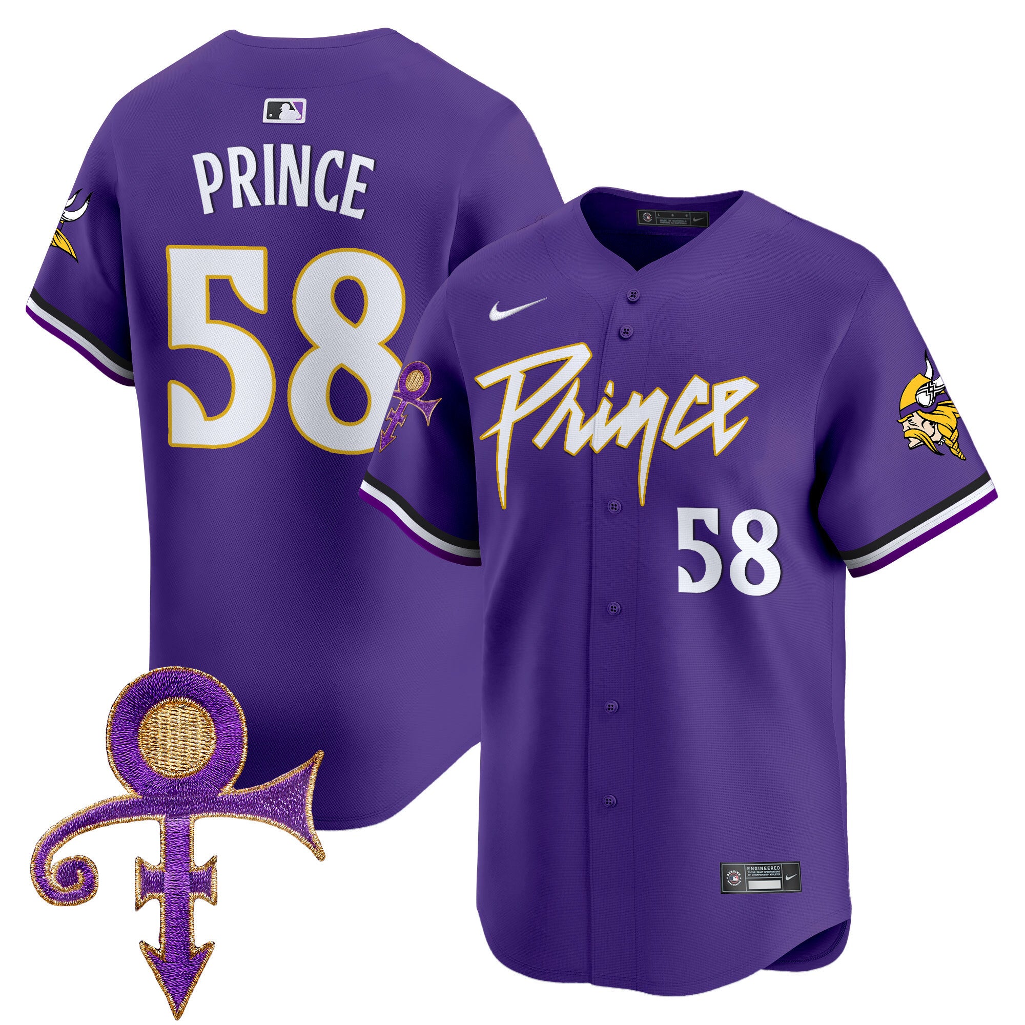 Men's Minnesota Vikings Prince Patch Vapor Premier Limited Jersey - All Stitched - Purple, Prince 1958