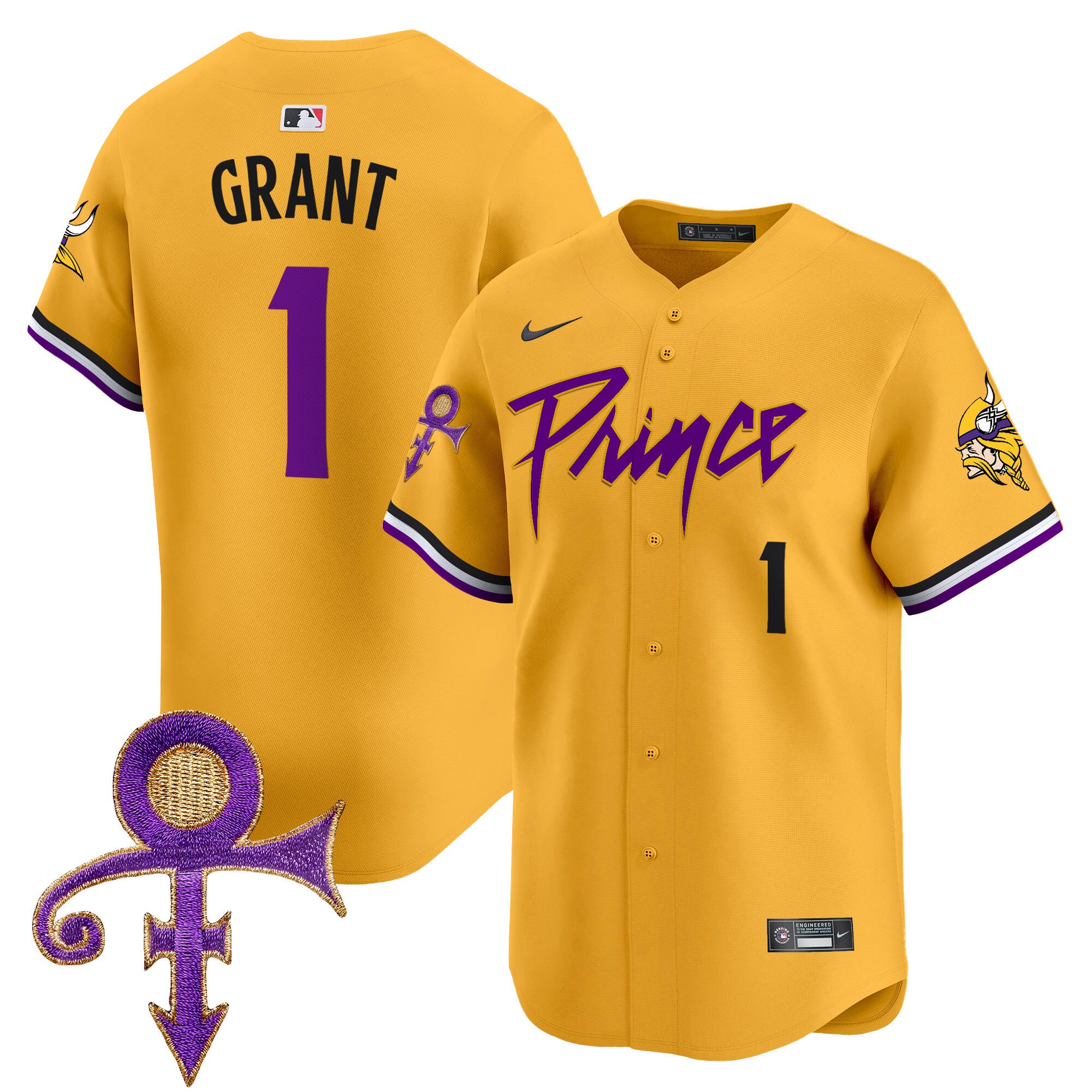 Men's Minnesota Vikings Prince Patch Vapor Premier Limited Jersey - All Stitched - Gold, Bud Grant