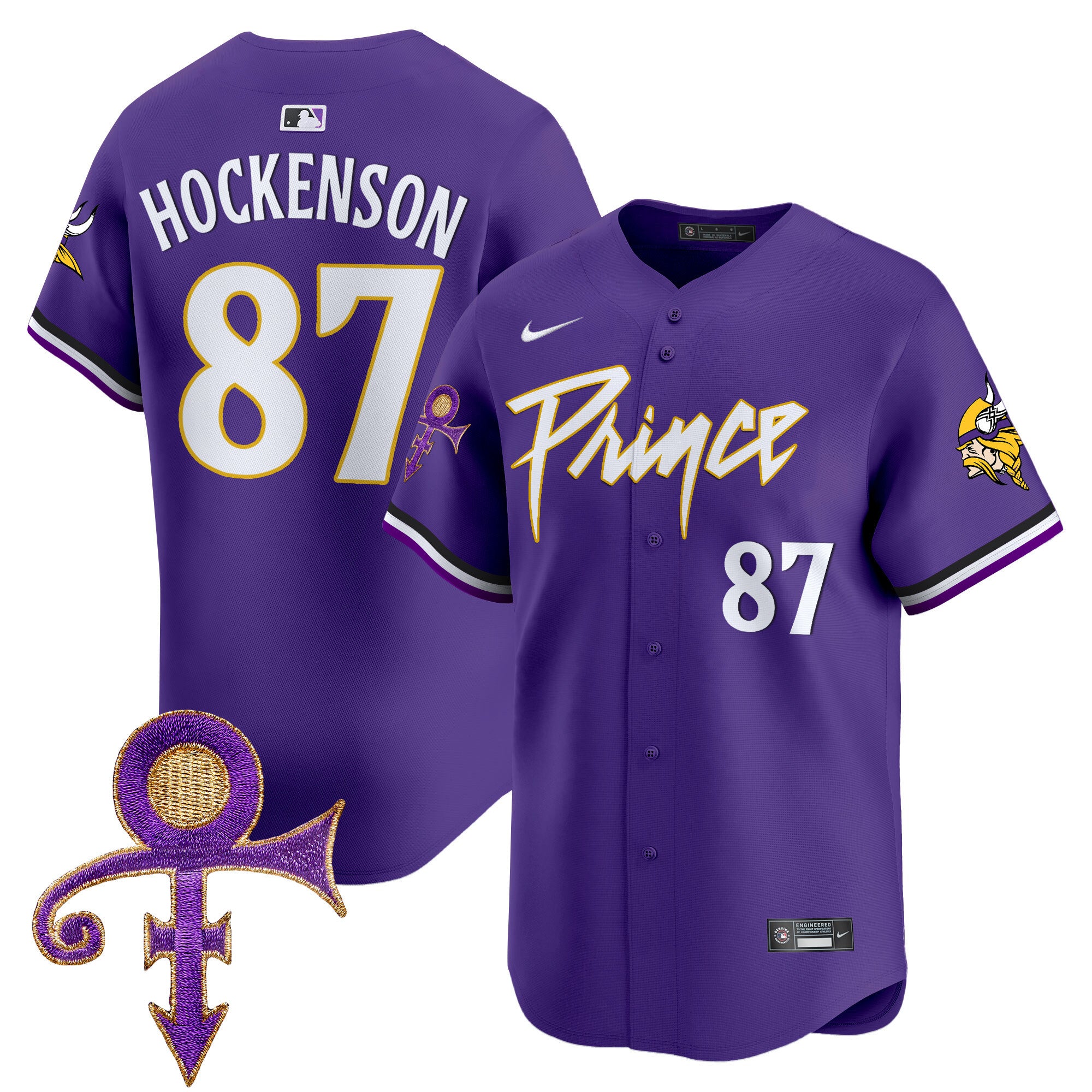 Men's Minnesota Vikings Prince Patch Vapor Premier Limited Jersey - All Stitched - Purple, T.J. Hockenson