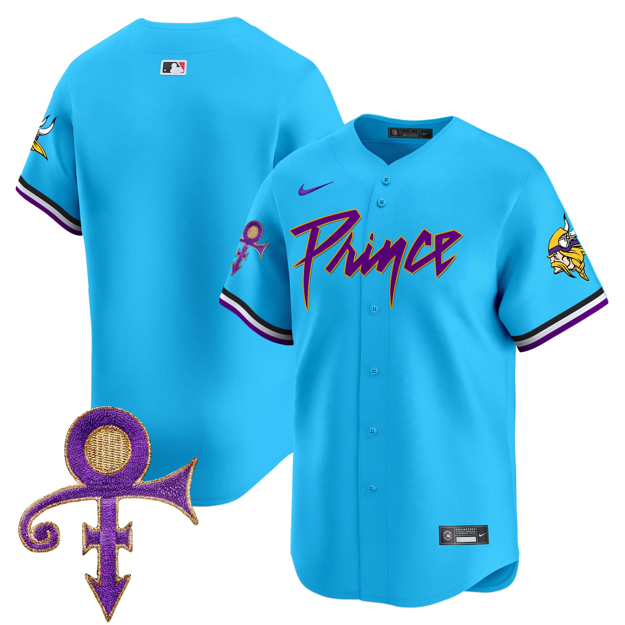 Men's Minnesota Vikings Prince Patch Vapor Premier Limited Jersey - All Stitched - Light Blue, Team