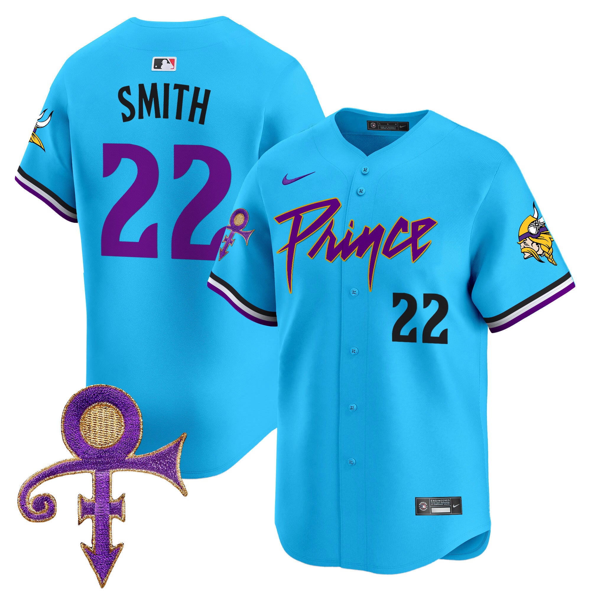 Men's Minnesota Vikings Prince Patch Vapor Premier Limited Jersey - All Stitched - Light Blue, Harrison Smith