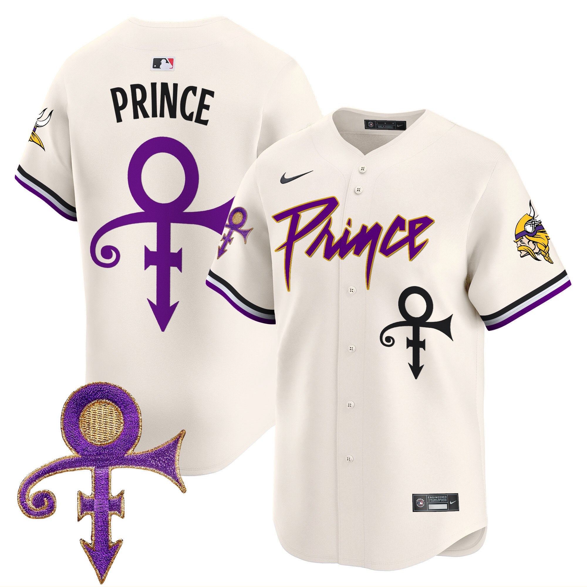 Men's Minnesota Vikings Prince Patch Vapor Premier Limited Jersey - All Stitched - Cream, Prince