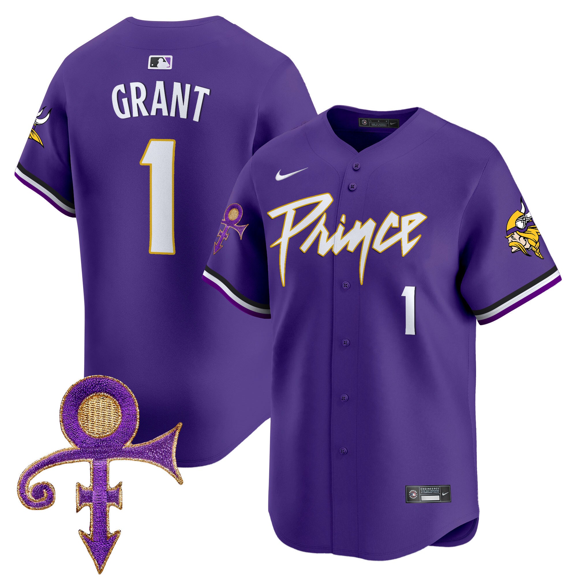 Men's Minnesota Vikings Prince Patch Vapor Premier Limited Jersey - All Stitched - Purple, Bud Grant