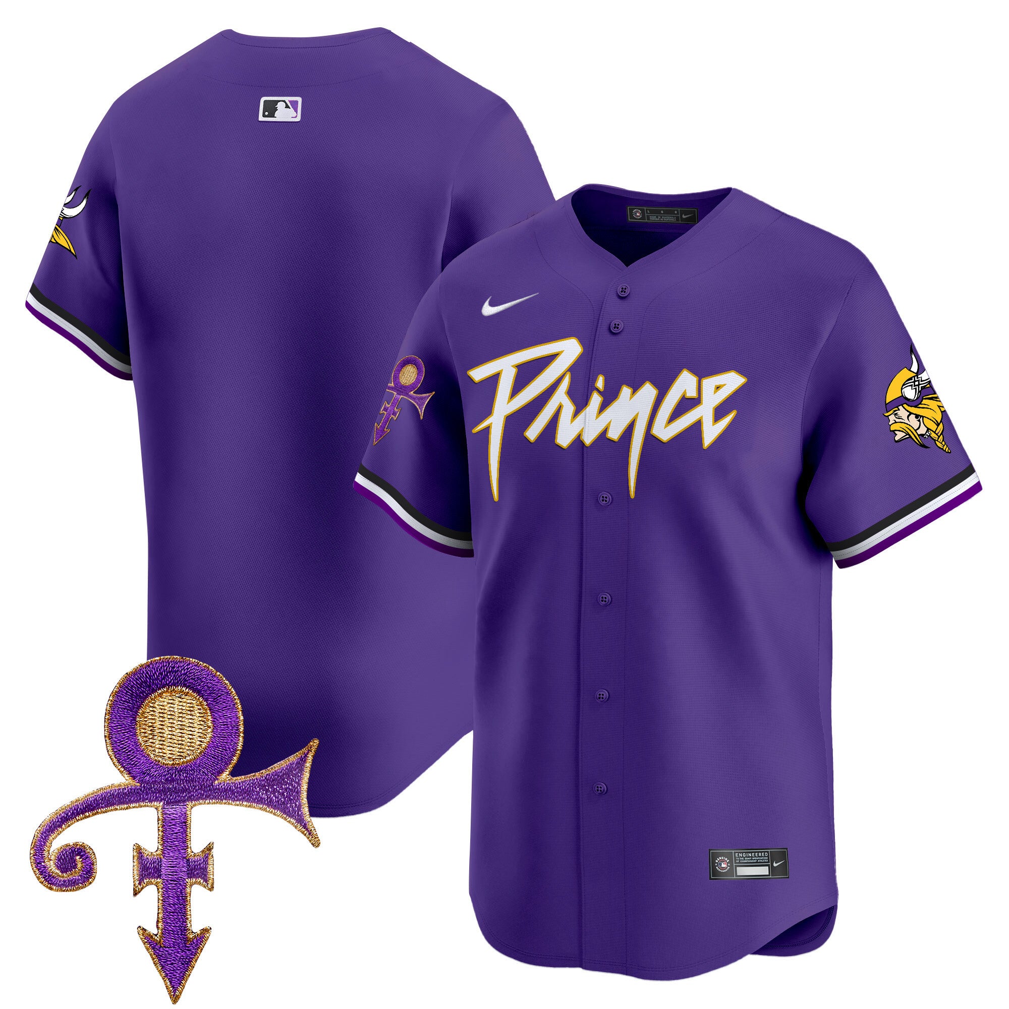 Men's Minnesota Vikings Prince Patch Vapor Premier Limited Jersey - All Stitched - Purple, Team