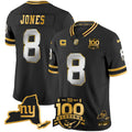 Men's New York Giants 100th Season & State Patch Gold Vapor Limited Jersey - All Stitched - Black Limited, Daniel Jones