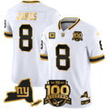 Men's New York Giants 100th Season & State Patch Gold Vapor Limited Jersey - All Stitched - White Gold, Daniel Jones