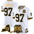 Men's New York Giants 100th Season & State Patch Gold Vapor Limited Jersey - All Stitched - White Gold, Dexter Lawrence II