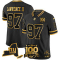 Men's New York Giants 100th Season & State Patch Gold Vapor Limited Jersey - All Stitched - Black Gold, Dexter Lawrence II