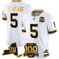 Men's New York Giants 100th Season & State Patch Gold Vapor Limited Jersey - All Stitched - White Gold, Kayvon Thibodeaux