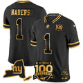Men's New York Giants 100th Season & State Patch Gold Vapor Limited Jersey - All Stitched - Black Gold, Malik Nabers