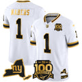 Men's New York Giants 100th Season & State Patch Gold Vapor Limited Jersey - All Stitched - White Gold, Malik Nabers