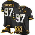 Men's New York Giants 100th Season & State Patch Gold Vapor Limited Jersey - All Stitched - Black Limited, Dexter Lawrence II