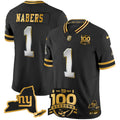 Men's New York Giants 100th Season & State Patch Gold Vapor Limited Jersey - All Stitched - Black Limited, Malik Nabers