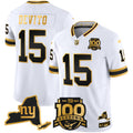 Men's New York Giants 100th Season & State Patch Gold Vapor Limited Jersey - All Stitched - White Gold, Tommy DeVito