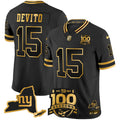 Men's New York Giants 100th Season & State Patch Gold Vapor Limited Jersey - All Stitched - Black Gold, Tommy DeVito