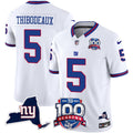 Men's New York Giants 100th Season & State Patch Vapor Limited Jersey - All Stitched - White, Kayvon Thibodeaux