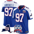 Men's New York Giants 100th Season & State Patch Vapor Limited Jersey - All Stitched - Royal Alternate, Dexter Lawrence II