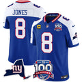 Men's New York Giants 100th Season & State Patch Vapor Limited Jersey - All Stitched - Royal Alternate, Daniel Jones
