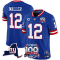 Men's New York Giants 100th Season & State Patch Vapor Limited Jersey - All Stitched - Royal, Darren Waller