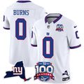 Men's New York Giants 100th Season & State Patch Vapor Limited Jersey - All Stitched - White, Brian Burns