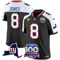 Men's New York Giants 100th Season & State Patch Vapor Limited Jersey - All Stitched - Black Alternate, Daniel Jones