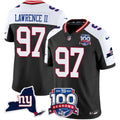 Men's New York Giants 100th Season & State Patch Vapor Limited Jersey - All Stitched - Black Alternate, Dexter Lawrence II