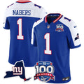 Men's New York Giants 100th Season & State Patch Vapor Limited Jersey - All Stitched - Royal Alternate, Malik Nabers