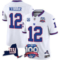 Men's New York Giants 100th Season & State Patch Vapor Limited Jersey - All Stitched - White, Darren Waller