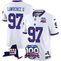 Men's New York Giants 100th Season & State Patch Vapor Limited Jersey - All Stitched - White, Dexter Lawrence II